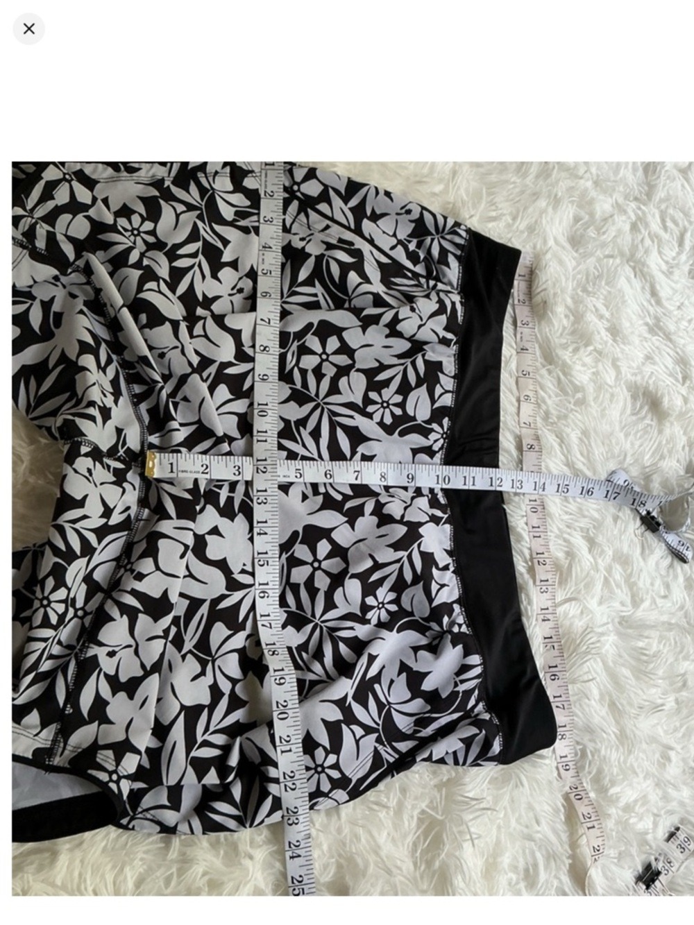 Lands’ End Women’s Quick Dry Swim board Shorts black white tropical print 18 - Picture 9 of 12